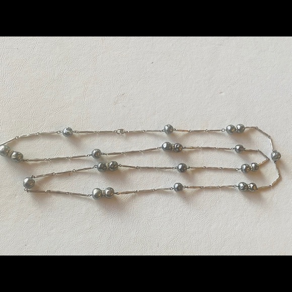 Vintage German Glass Beads Bar Chain 54” Necklaces